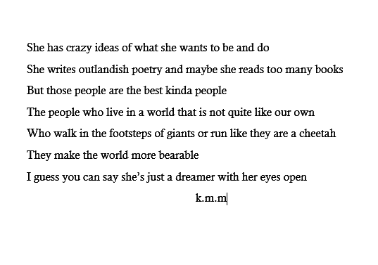 A dreamer with her eyes open